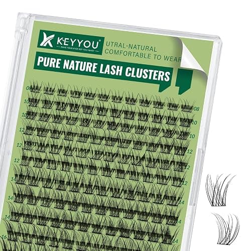 KEYYOU Natural Lash Clusters Wispy Eyelash Clusters 144 pcs Cluster Eyelash Extensions D Curl Individual Lashes 8-18MIX Mix Length Light and Natural Lashes Look with Thin Lash Band(N01-8-18MIX-D) - Image 1