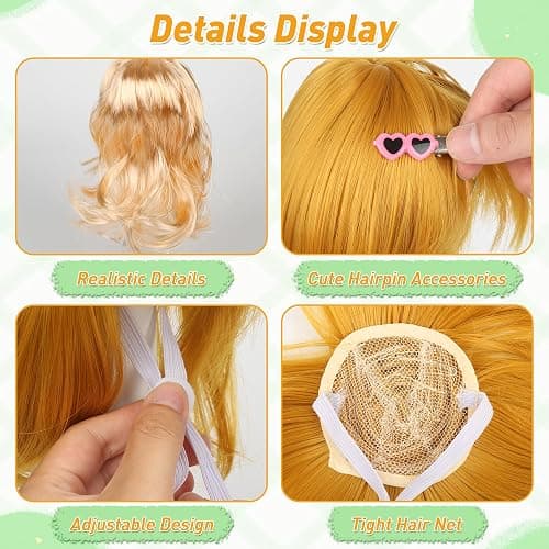 SUPXYC 3PCS Porch Goose Wigs, Cute Lawn Goose Statue Braid Wig, Patio Yard Goosey Wig, Garden Goose Outfits Wigs Accessories, for 17 Inch and 23 Inch Statue Lawn Goosey Garden thumbnail 3