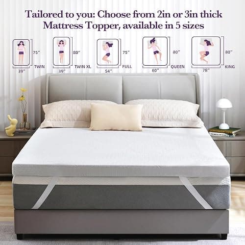 SINWEEK 2 Inch Gel Memory Foam Mattress Topper with Cooling Cover Ventilated Soft Mattress Pad, Bed Topper, CertiPUR-US Certified, Twin XL Size thumbnail 3