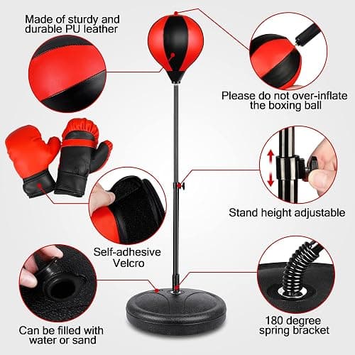 Punching Bag Set Toy with Boxing Gloves, Ideal Birthday for Kids Ages 3-8+ | Height Adjustable Punching Bag, Sport Toy for Boys Girls, Ideal Christmas Birthday Gift for Kids thumbnail 4