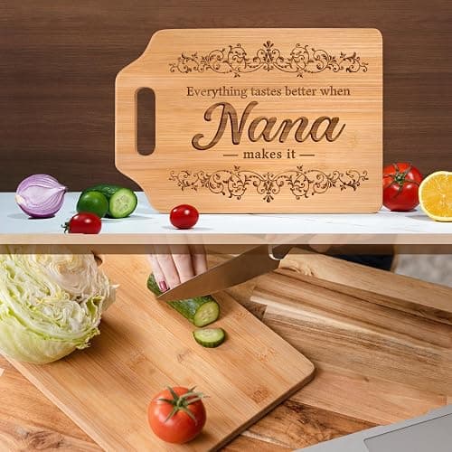 AceThrills Nana Gifts for Nana Birthday Gifts for Christmas, Mothers Day - Engraved Bamboo Cutting Board 12.3"L x 8.7"W x 0.4"Th thumbnail 6