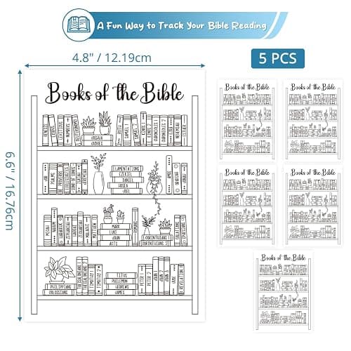 OCQOTAT Books of the Bible Tracker Sticker –Bible Books Shelf Coloring Page, Bible Reading Tracker, Customizable Dashboard Stickers for Scripture Study, Tracking,Bible Organization(Black) thumbnail 2