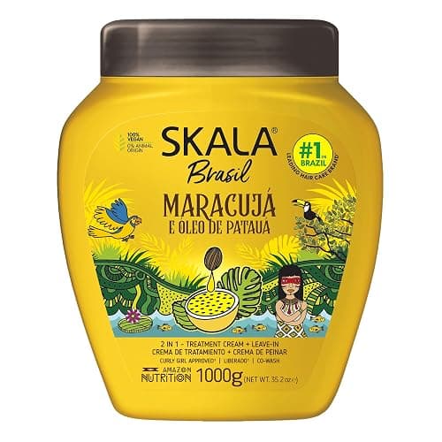 SKALA Maracujá & Óleo de Patauá 2 in 1 Treatment Cream & Leave In Conditioner, Vegan Hair Mask for Strength & Nutrition, Deep Hydration, Curly Girl Method Approved, No Parabens or Silicones, 1000 g - Image 1