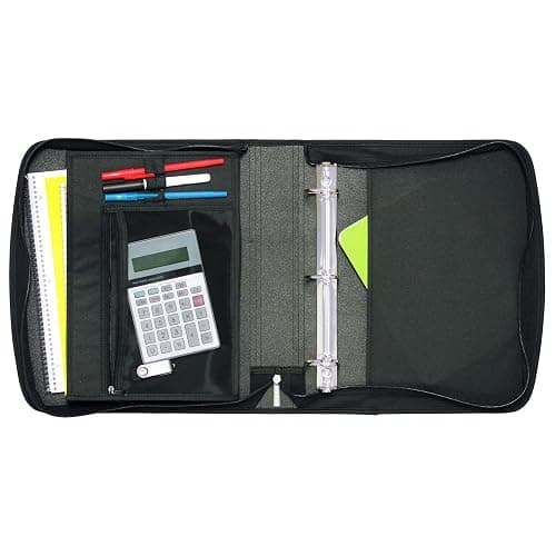 Five Star Zipper Binder, 2-Inch Capacity, 3 D-Rings, Exterior Zippered Pockets, Interior Mesh Pouch, Easy Grip Spine, Black Cover (66352) thumbnail 6