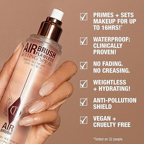 Charlotte Tilbury Airbrush Flawless Setting Spray - Gift Set Essential - Ultra-Fine Mist to Prime & Set Makeup - Perfect for Pairing with Other Skincare & Makeup Favorites thumbnail 4