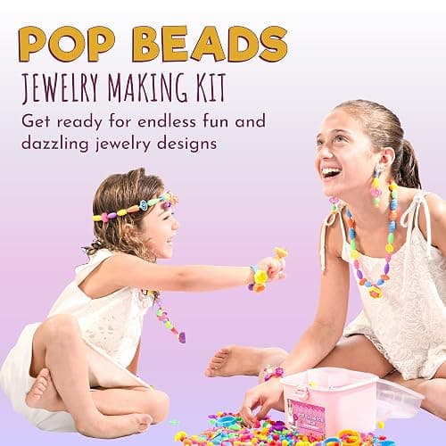 Orian Jewelry Making Kit for Girls, 520+ Pop Beads, Bracelet & Necklace | Kids bracelet making kit for girls and necklace making kit with colorful snap beads, rings, unicorn storage bag and craft set thumbnail 2