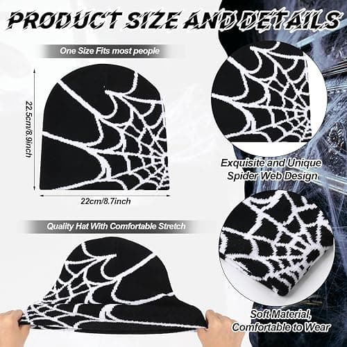 Ramede 4 Pcs Y2k Beanie Pack - Double Sided Graphic Beanies for Men and Women, Acrylic Knitted Y2k Hats Accessories - Knitting - Multiple thumbnail 7