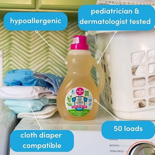 Dapple Baby Laundry Detergent, Plant Powered, Hypoallergenic, Fragrance Free, Concentrated, 50 fl oz (Pack of 2) thumbnail 4