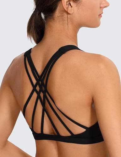 CRZ YOGA Strappy V Neck Sports Bras for Women - Criss Cross Back Wireless Padded Workout Yoga Bra thumbnail 3