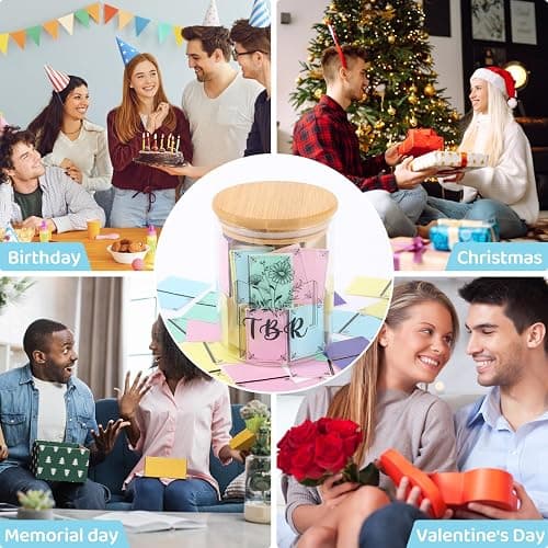 TBR Jar Gifts for Book Lovers Reading Accessories To Be Read List Jar with 100 Colorful Notes Bookish Bookworm Gift for Book lover (Style 1) thumbnail 6
