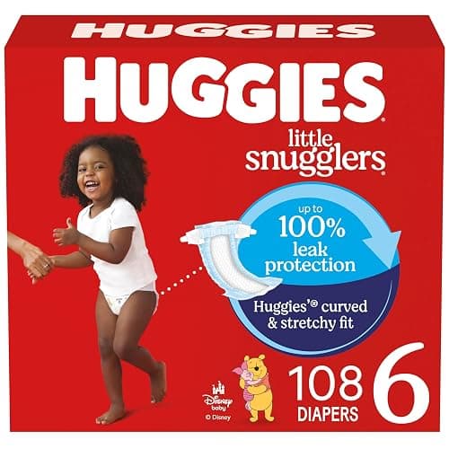 Huggies Size 6 Diapers, Little Snugglers Baby Diapers, Size 6 (35+ lbs), 108 Count (2 Packs of 54), Packaging May Vary - Image 1