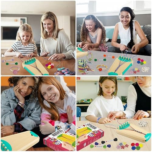 Arts and Crafts for Kids Ages 8-12,Friendship Bracelet Making Kit for Girl,Kids Jewelry Making Kit with 28 Pre-Cut Threads,Christmas Birthday Gifts for Ages 6 7 8 9 10 11 12 Year Old (Cyan) thumbnail 4
