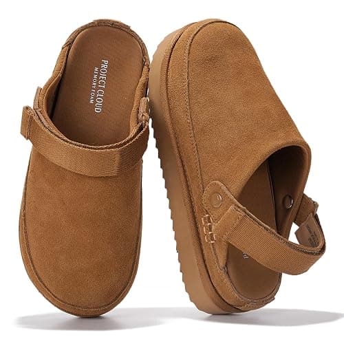 100% Genuine Leather Platform Mule Clogs for Women - Fall Shoes for Women | Memory Foam Insole; Adjustable Straps; Lightweight Platform; Non-Slip Sole; Womens Clogs & Mules; Genuine Leather Daily Wear - Image 1