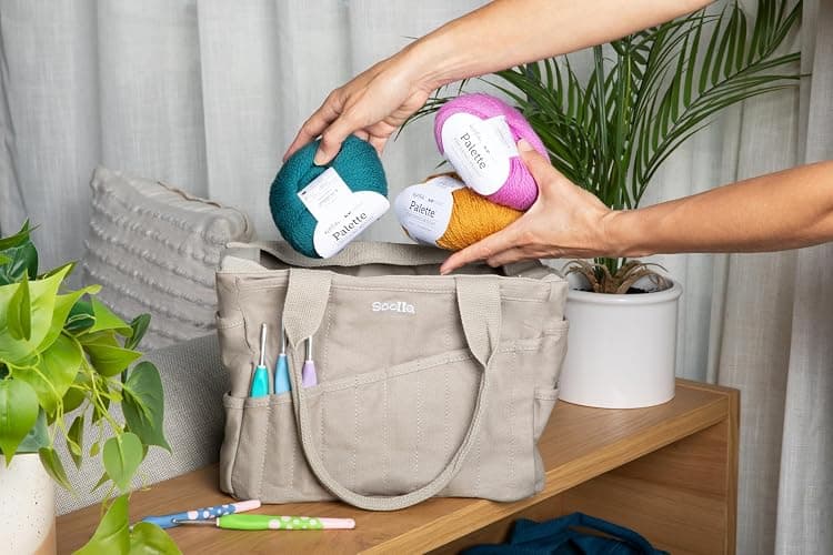 Soolla Studio Bag: Craft Organizer & Pottery Tool Bag, Washable Art Supply Tote, Knitting Yarn, Crochet Projects, 30 Pockets, 20+ Canvas Colors, Artist Gift for Adults (Flirty Flamingo) thumbnail 2