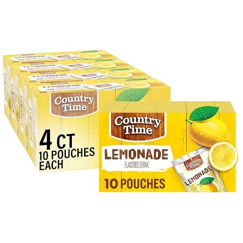 COUNTRY TIME Lemonade Ready to Drink Flavored Drink Pouches, 40 ct Pack, 4 Boxes of 10 Drink Pouches - Image 1