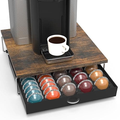 DecoBrothers Supreme Vertuoline Drawer, Holds with 30 Big or 60 Small Vertuoline Pods, Rustic Brown - Image 1