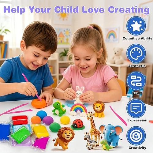 EDIFON Air Dry Clay, 48 Colors Foam Magic Modeling Clay for Kids DIY Crafts | Non-Sticky, Ultra-Light & Soft, Model Clay Toy with Sculpting Tools, School Project Supplies, Gifts for Ages 3-12 Boys Girls thumbnail 6