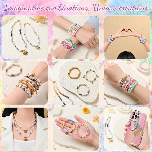 wuzoe Friendship Bracelet Kit, 16888pcs, 96 Colors Polymer Clay Beads & 1200 Letter Beads，Bracelet Making Kit for DIY Jewelry Making&Friendship Bracelet Making thumbnail 5
