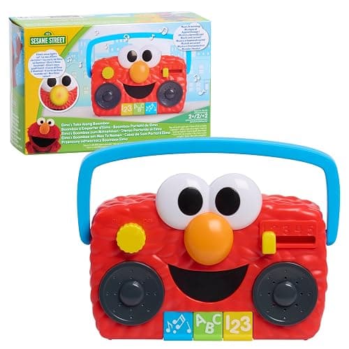 Sesame Street Elmo Take Along Boombox with Lights & Sounds, 5.5-inch Interactive Toy, Learning and Education, Kids Toys for Ages 2 Up by Just Play - Image 1