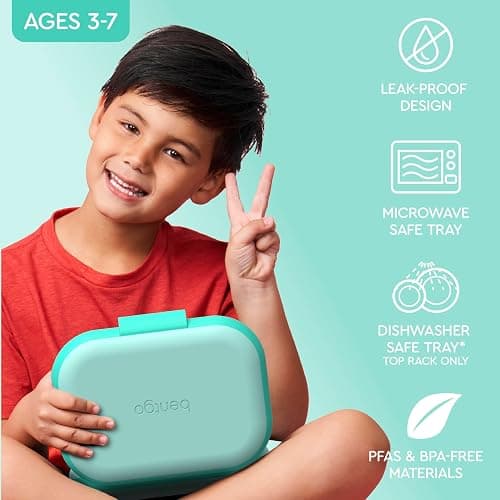 Bentgo Chill Kids Leak-Proof Lunch Box - 4-Compartment Bento Box with Built-In Ice Pack, 3.3 Cup Capacity, PFAS & BPA-Free, Microwave & Dishwasher Safe, Ideal Size for Ages 3 to 7 (Aqua) thumbnail 4