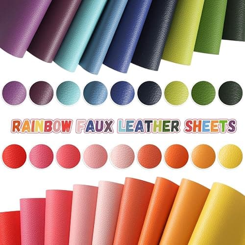 18 Pieces Faux Leather Sheets, 8×12 inches Rainbow Soft Leather Fabric Colourful Sheets Suitable for Making Bows, Leather Earrings, Hair Accessories DIY Projects thumbnail 3