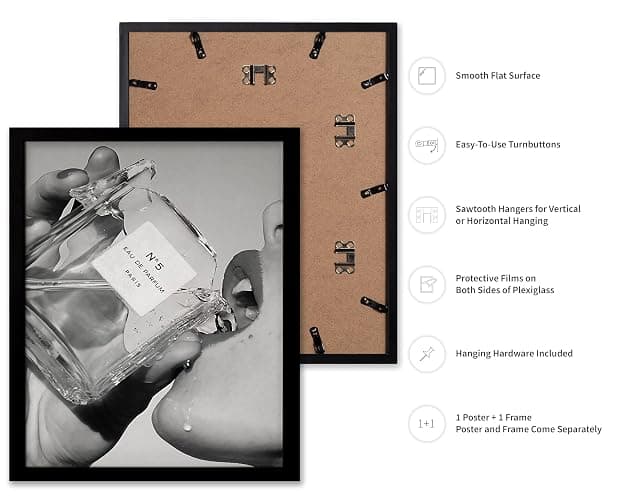 Monem Art Perfume Poster - Drinking Perfume Print - Fashion Art - Luxury Brand Art - Girly Art - Photography Art - Black and White Art - Great Girl's Room or Office Decor - 8x10 Black Framed thumbnail 2