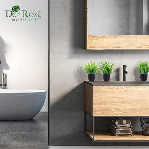 Der Rose Fake Plants 4 Packs Artificial Plants Small Faux Plants Black Bathroom Accessories for Halloween Bathroom Home Kitchen Coffee Table Office Desk Decor Indoor - Green - 4 thumbnail 2