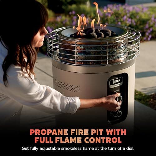 Ninja Fireside360™ Outdoor Heater & Fire Pit | 3 Modes: Flame, Heat, Flame & Heat | Portable for Patio, Deck, Camping, Beach | Easy Control Smokeless Flames | Push to Start Ignition | Stone | OF101ST thumbnail 6