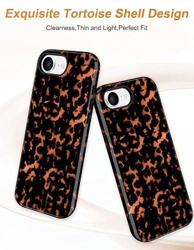 Jusy Magnetic Brown Tortoise Shell Phone Case for iPhone 16,Orange | Compatible with MagSafe,Cute Aesthetic Cheetah Leopard Design,TPU and PC Protective Shockproof Cover thumbnail 2