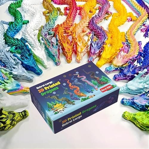 4 Pack 24 Inch Big 3D Printed Dragon Fidget Toys, Articulated Chinese Dragon Toy Figure with Gift Box, Creative Play, Home Desk Decor & Collectible Figurine, Birthday Gift for Kids, Teens & Adults (B) thumbnail 8