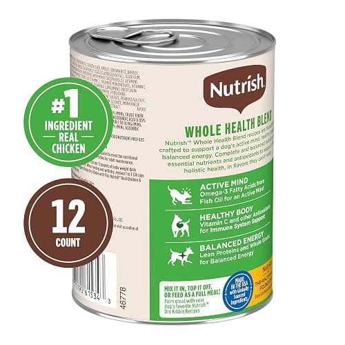 Nutrish Premium Paté Wet Dog Food, Real Chicken & Apple Recipe Whole Health Blend, 13 oz. Can, 12 Count (Rachael Ray) thumbnail 3