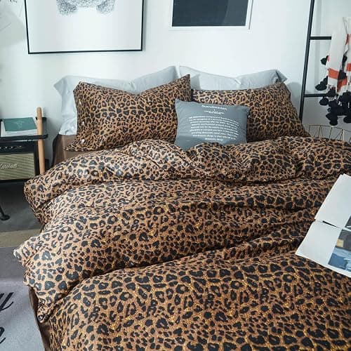 LifeTB Leopard Comforter Set Queen Comforter Set 3 Pieces Leopard Print Comforter Fluffy Soft Microfiber Bedding Set for All Seasons Animal Cheetah Print Queen Size Comforter with 2 Pillowcases thumbnail 4