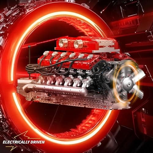 Mould King 10169 V12 Engine Model kit That Runs - Build Your Own STEM V8 Model Engine for Adults, 12-Cylinder Car Engine, Shiftable Gear Operation, Mechanic Engineering Construction Set (3472 PCS) thumbnail 7