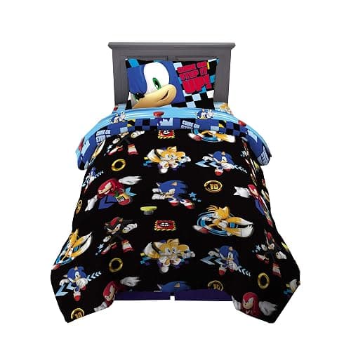 Sonic the Hedgehog Anime Kids Super Soft Comforter and Sheet Set, 4 Piece Twin Size by Franco - Image 1
