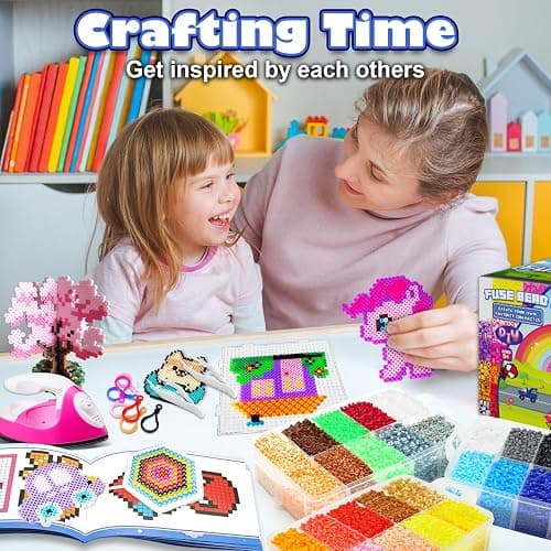 FUNZBO 30000 5mm Fuse Beads Kit with Mini Iron - 30 Colors | 60 Patterns, Christmas Homeschool Arts and Crafts Supplies for Kids, Toys Set, Art Decorations for Room, Gifts for Girls and Boys Age 5+ thumbnail 2