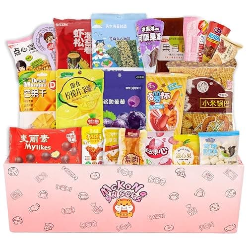 Mckona Chinese Snack Box, 26 Count Asian Snacks Variety Pack for Adults, Individually Wrapped Assorted Snack Box with Candy, Jelly, Dried Fruit, Puffed, Tofu Snacks & Savory Treats, Snack Gift Box - Image 1