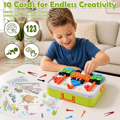Puzzle for Kids 3-5: 3D Mushroom Nail Puzzle 460 Pieces Building Peg Kit | STEM Toys, DIY Creative Brain Teaser Puzzle, Birthday Gifts for Boys Girls, For 3 4 5 6 7 8 Year Old thumbnail 5