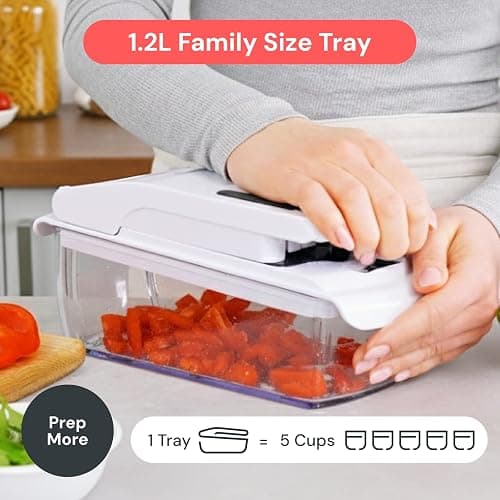 Fullstar The Original Pro Chopper - Vegetable Chopper and Spiralizer, Food Chopper with Container, Fruit Slicer, Kitchen Gadgets & Gifts, Home Essentials (9 in 1, White) thumbnail 6