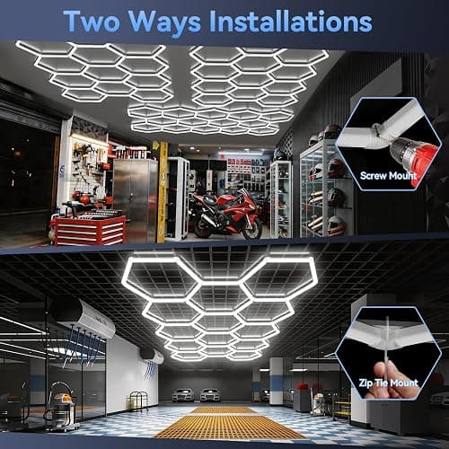 LZHOME Hexagon 5000K LED Garage Lights: 25 Pack Updated 1.31-inch Wider Size,26300LM Super Bright Hex Lighting Ceiling LED Shop Light for Garage, Car Detailing, Workshop, Warehouse, Gym, Basement thumbnail 9