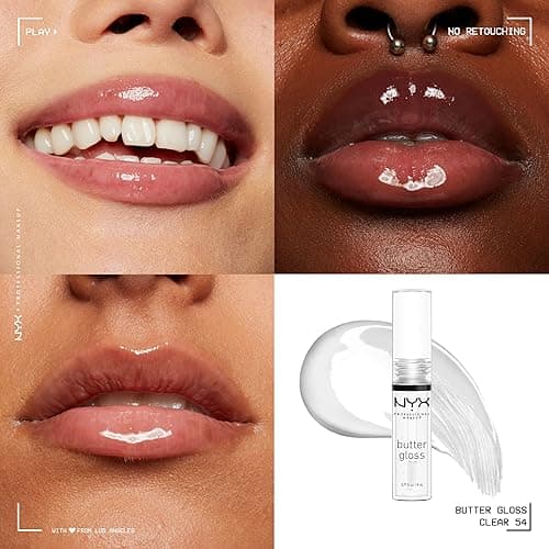 NYX PROFESSIONAL MAKEUP Butter Gloss, Non-Sticky Lip Gloss - Sugar Glass ,Clear - 54 Sugar Glass - 0.27 Fl Oz (Pack of 1) thumbnail 3