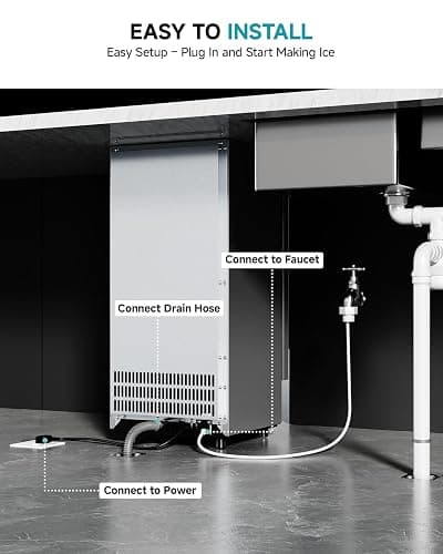 EUHOMY Under Counter Nugget Ice Maker Machine, 70Lbs/Day, Bulit-in Freestanding Ice Maker with Double Ice Baskets, Self-Cleaning & 24H Timer Ice Machine, for Home Use(Silver) thumbnail 6