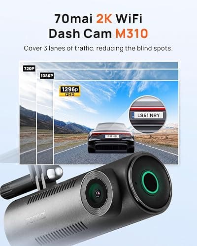 70mai Dash Cam M310, Dash Camera for Cars 1296P QHD, Smart Dash Cam Front Built in WiFi, 130° Wide-Angle FOV, WDR, Night Vision, iOS/Android Mobile App, Loop Recording, Parking Monitor, Time-Lapse thumbnail 2