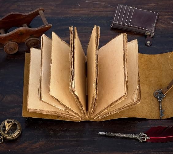Tree of Life Leather Journal - Antique Handmade Deckle Edge Vintage Paper Leather Print Bound Journal - Book of Shadows Journal - Leather Sketchbook - Drawing Journal - Great Gift (7x5) thumbnail 6