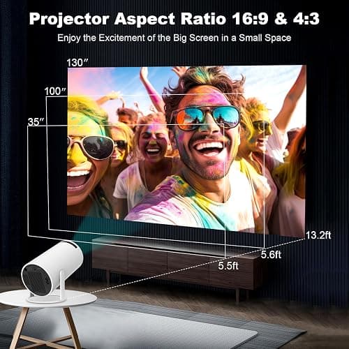 Mini Portable Projector, Support 4K 1080P with Dual-Band WIFI6 5G Wireless 5.0 Bluetooth Android 11,160 ANSI,180° Rotatable, Auto Keystone Correction, 35"-130" Screen Video Projector thumbnail 4