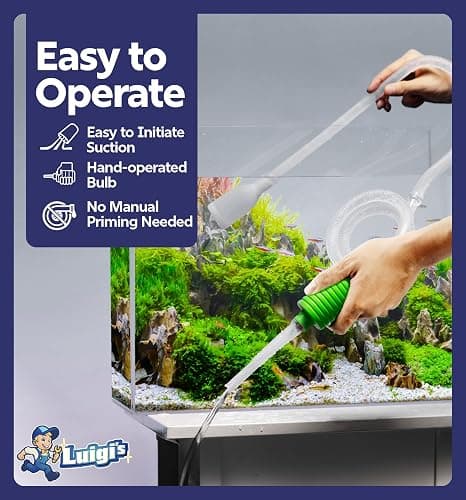 Luigi's Fish Tank Cleaner - Turtle Tank Accessories - Gravel Vacuum for Aquarium - Hand Siphon Hose to Remove and Change Water or Sand in Minutes - Aquarium Cleaning Tools thumbnail 4