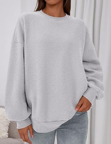 PRETTYGARDEN Womens Oversized Crewneck Sweatshirt | Soft Fleece Lined Long Sleeve Pullover, Loose Casual Fit, Workout Lounge Wear Daily Airport Outfits, 2026 Fall Winter Fashion thumbnail 4
