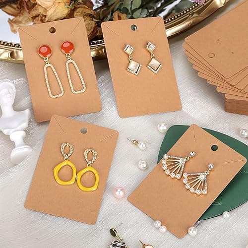 ovsor Works Great 500 Pcs Earring Display Cards - Well-made Earring Cards with Good Paper Quality, Plus Clear 500 Pcs Packaging Bags That Don't Tear Easily, for Earrings Necklace Jewelry Packaging thumbnail 7