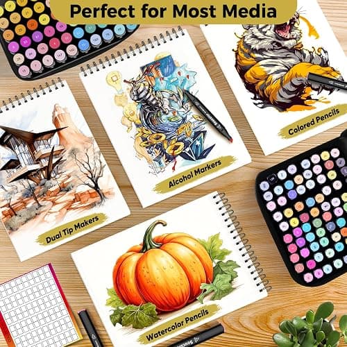 Soucolor Marker Paper Sketchbook,Bleedproof Maker Paper 9"x12" | Professional Bleedproof Marker Pad for Alcohol Markers 100 Sheets 73lb/120gsm Thick No-Penetration Drawing Paper thumbnail 6