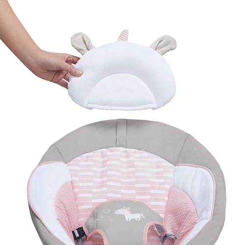 Ingenuity Soothing Baby Bouncer Infant Seat with Vibrations, -Toy Bar & Sounds, 0-6 Months Up to 20 lbs (Pink Flora the Unicorn) - Flora the Unicorn thumbnail 5