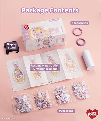 Care Bears™ by PieceRelax Unique Flower Vase - 3D Puzzle Vase for Adults to Flower Arrangement and Home Decoration Made By 160 Curved Plastic Puzzle Pieces - Blooming Love [S1047] thumbnail 6